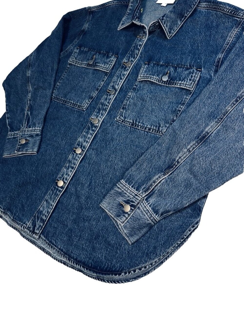 Parke Target Denim Shacket Shirt Jacket Dark Wash Oversized Button Front Sz XL - Picture 12 of 16
